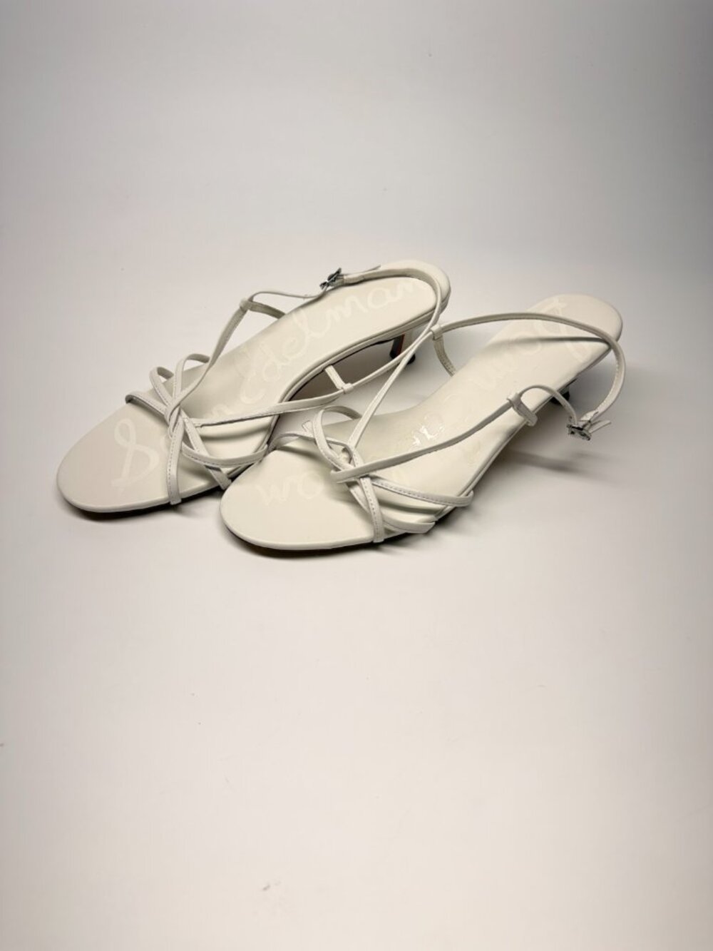 Sam Edelman Women's White Cressa Slingback Kitten Heel Sandal Sz 10.5
